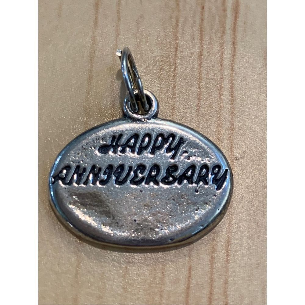 .925 Happy Anniversary Sterling Silver Jewelry Charm